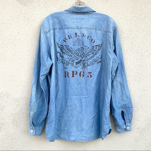 POLO RALPH LAUREN denim jean shirt button down chambray Mens unisex women's blue - Picture 8 of 8